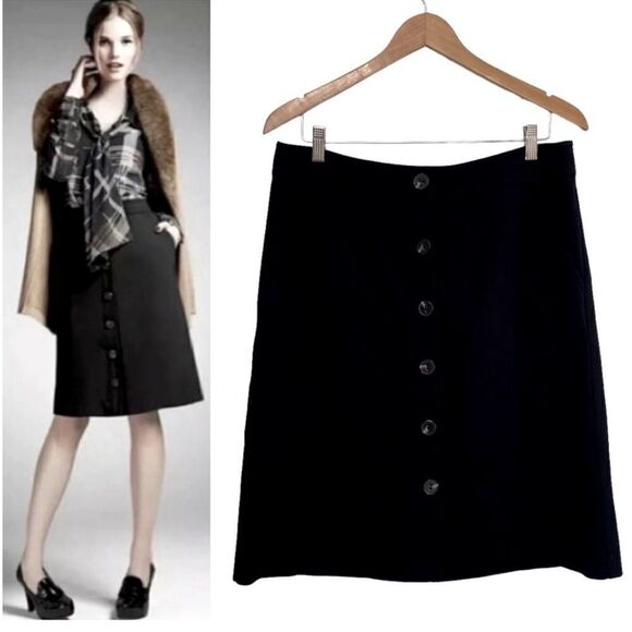 Trina Turk Button Front Black Pencil Skirt Size 6 - Picture 1 of 13